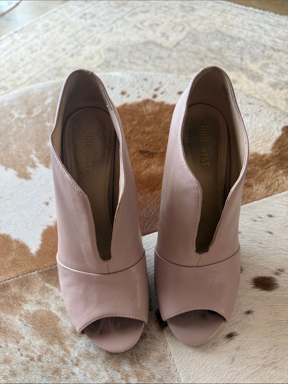 Nine West Blush Pink Peep-Toe Ankle Booties